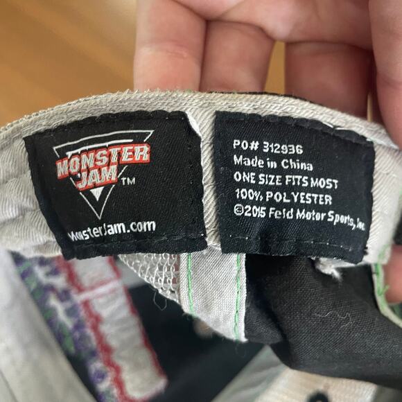 Grave Digger Monster Truck Racing Velcro Adjustable Hat Men's Black Monster Jam - Picture 8 of 8